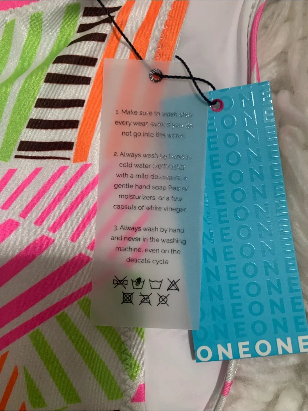 NWT OneOne Swim Yulia Top Amira Bottom White Multicolor Size Medium